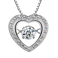 925 Sterling Silver Heart Necklace Women | Dancing Zircon Pendant Adjustable 260
