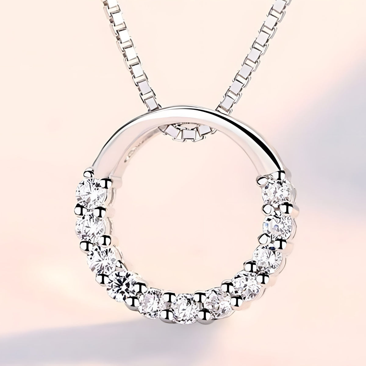 925 Sterling Silver Jewelry Round Zircon Pendants Necklaces Women Fine Semi 265