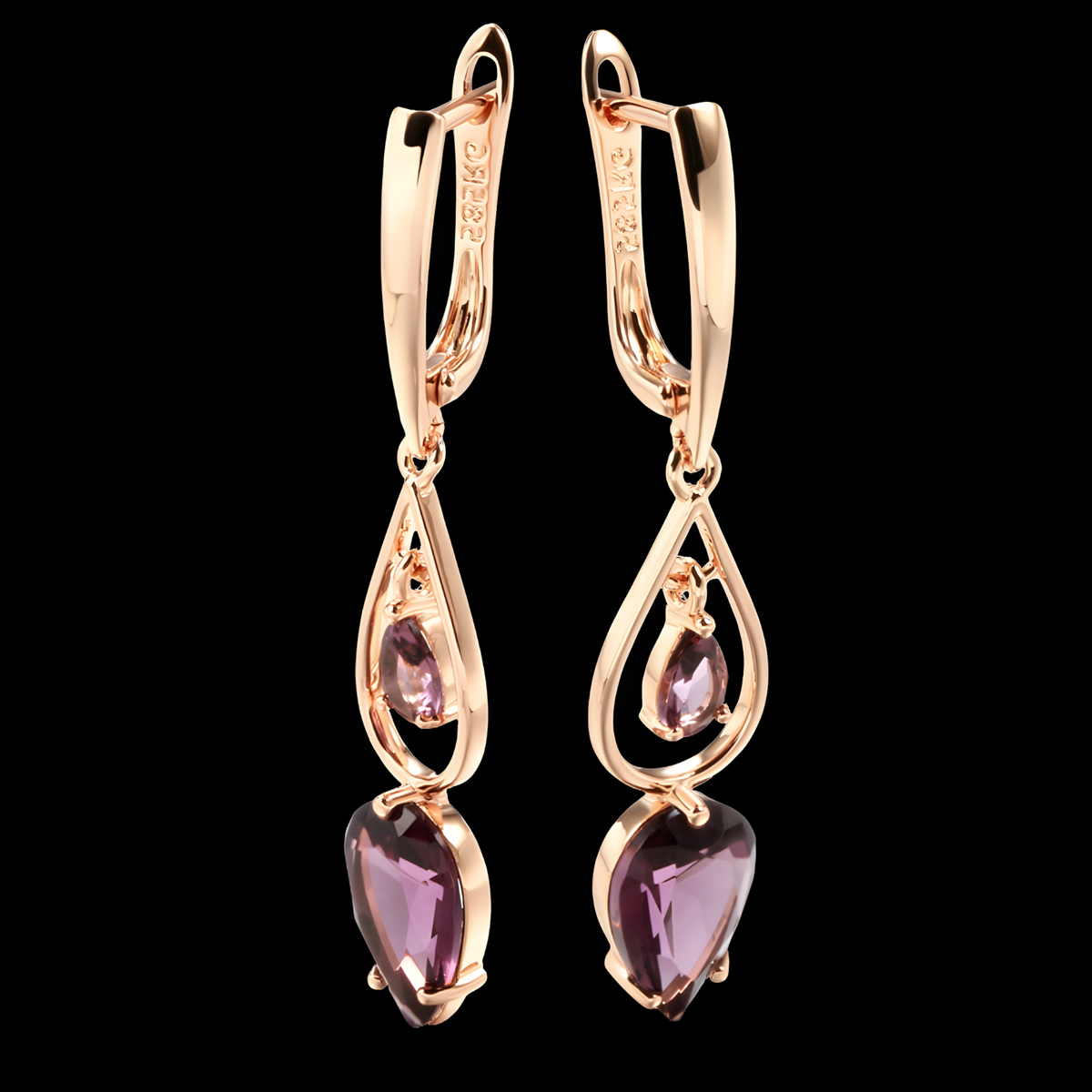 Long Drop Earrings for Women, Copper Alloy with Rose Gold Colour Plating 1279