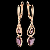 Long Drop Earrings for Women, Copper Alloy with Rose Gold Colour Plating 1279