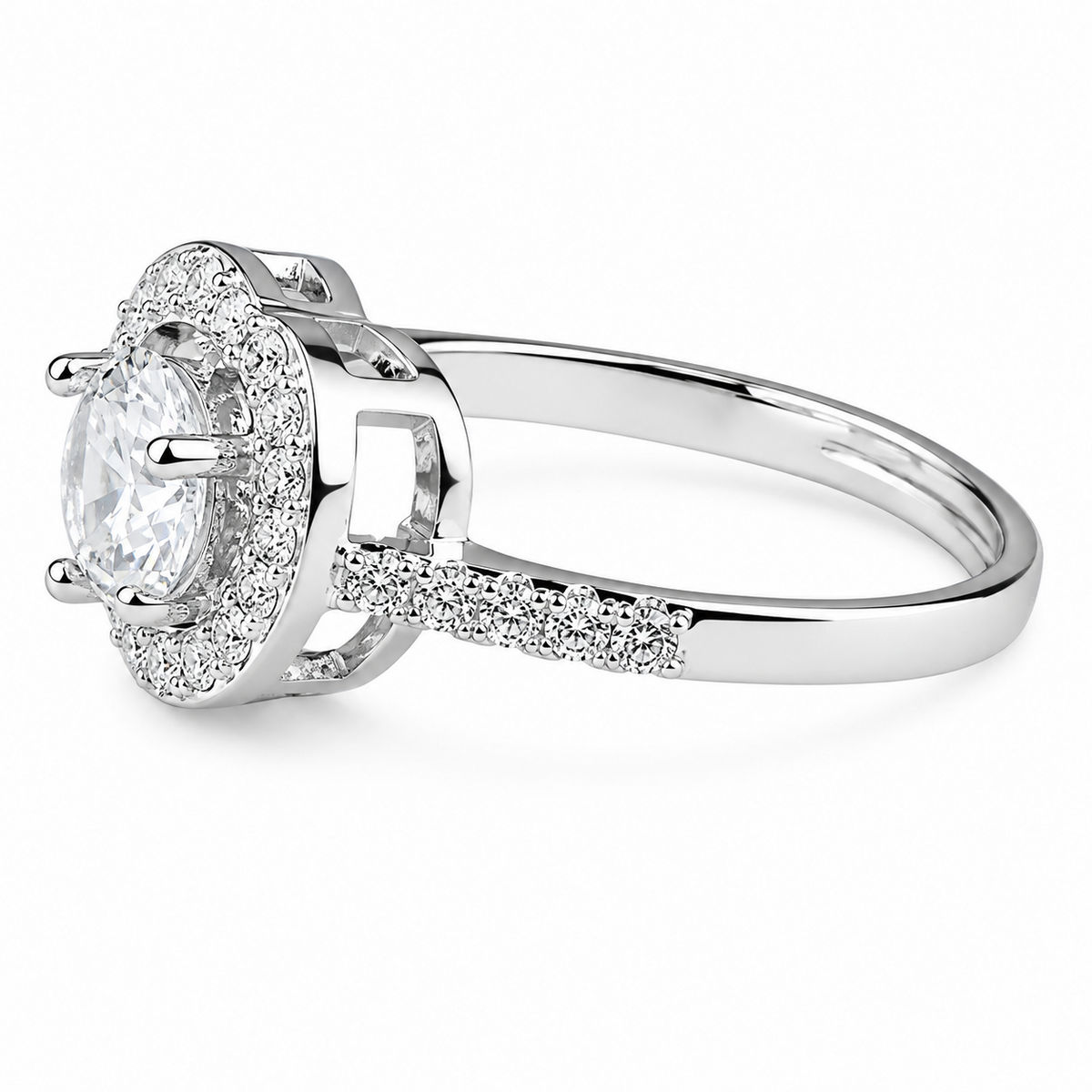 Adjustable Pear Shaped Halo Ring, Sparkling Zircon Proposal Ring, Silver 1623
