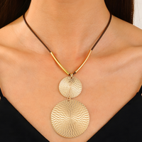 Contemporary Layered Geometric Circular Choker Necklace Drop Earring Set B109