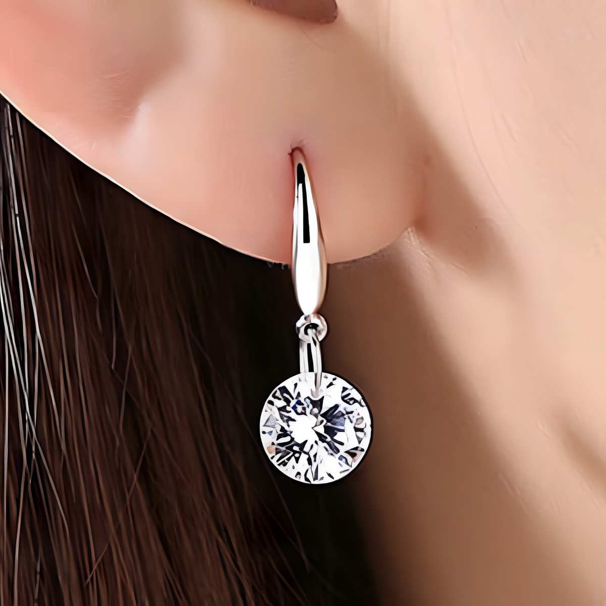 Unified Jewellery Silver-Plated Round Zircon Drop Earrings for Women Elegant 923