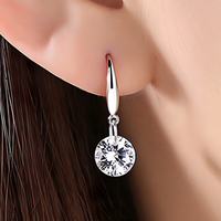 Unified Jewellery Silver-Plated Round Zircon Drop Earrings for Women Elegant 923