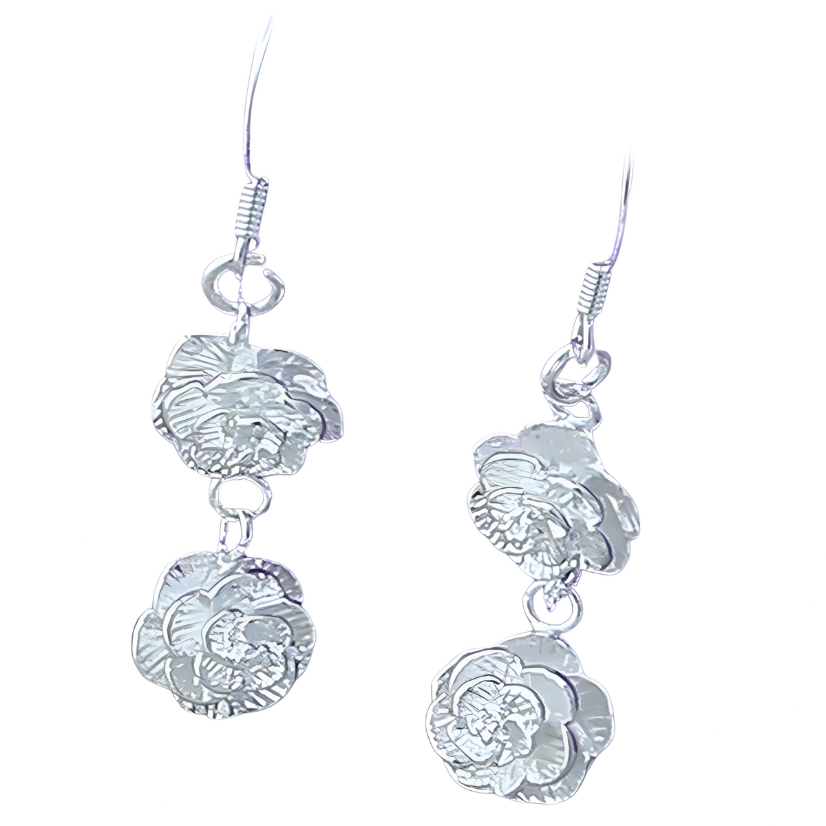 Silver Plated Rose Drop Earrings for Women– Copper Alloy 925 Silver Plating 1216