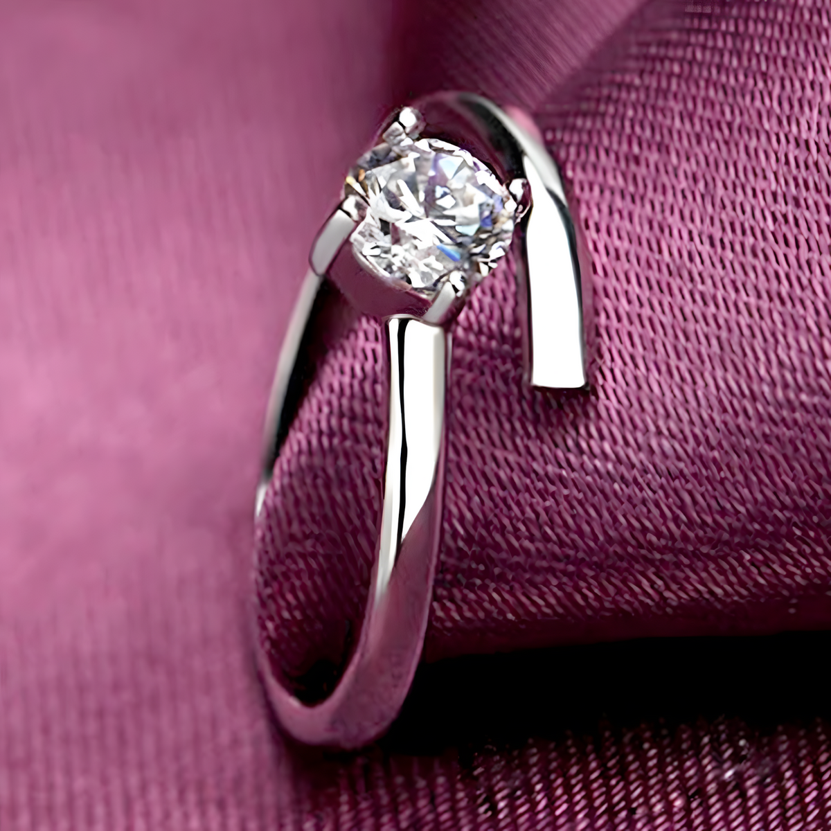 Unified Jewellery Sterling Silver Solitaire Ring, 5mm Cubic Zirconia, Band 370
