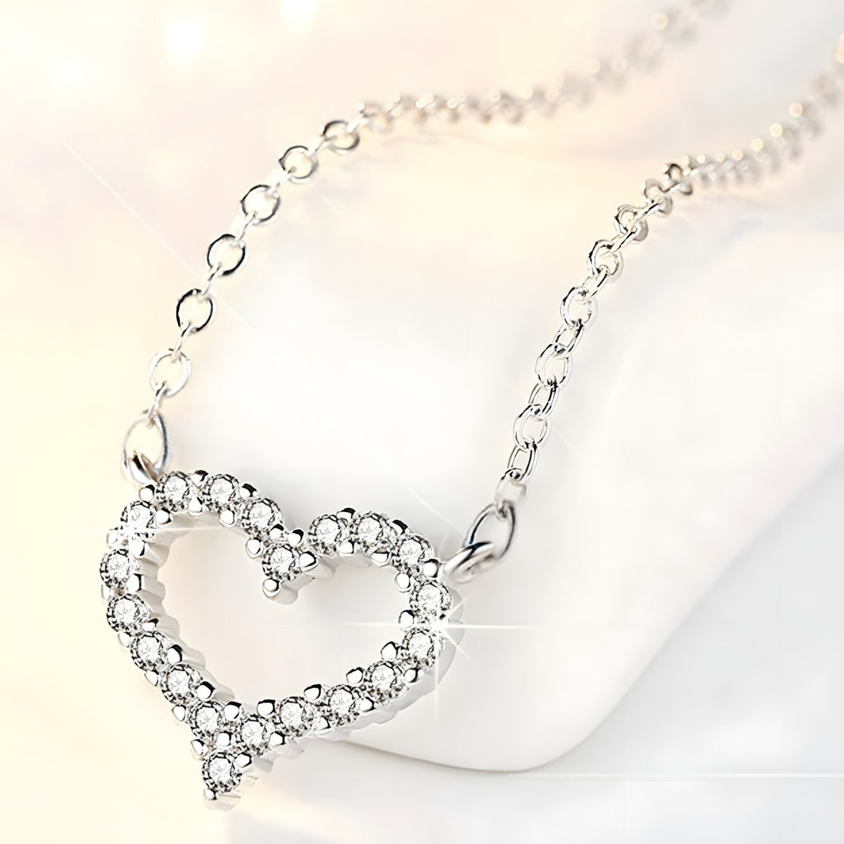 925 Sterling Silver Heart Pendant Necklace for Women | Adjustable Chain AAA 259