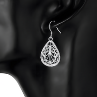 Water Drop Pendant Necklace and Earring Set-Copper Alloy 925 Silver Plating 1202