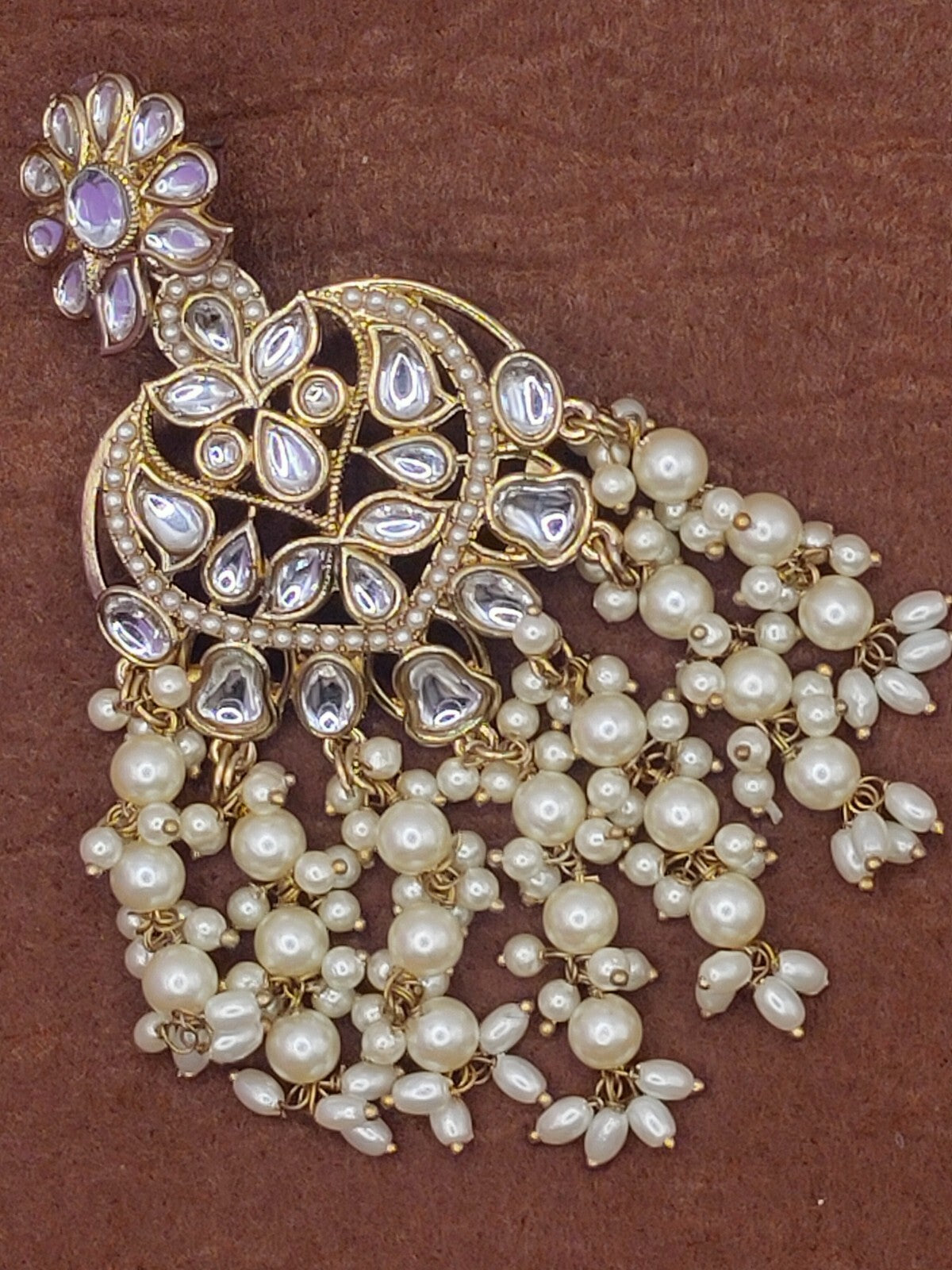 Elegant Bollywood Inspired Gold Kundan Earrings - Traditional Indian Jewelry 187