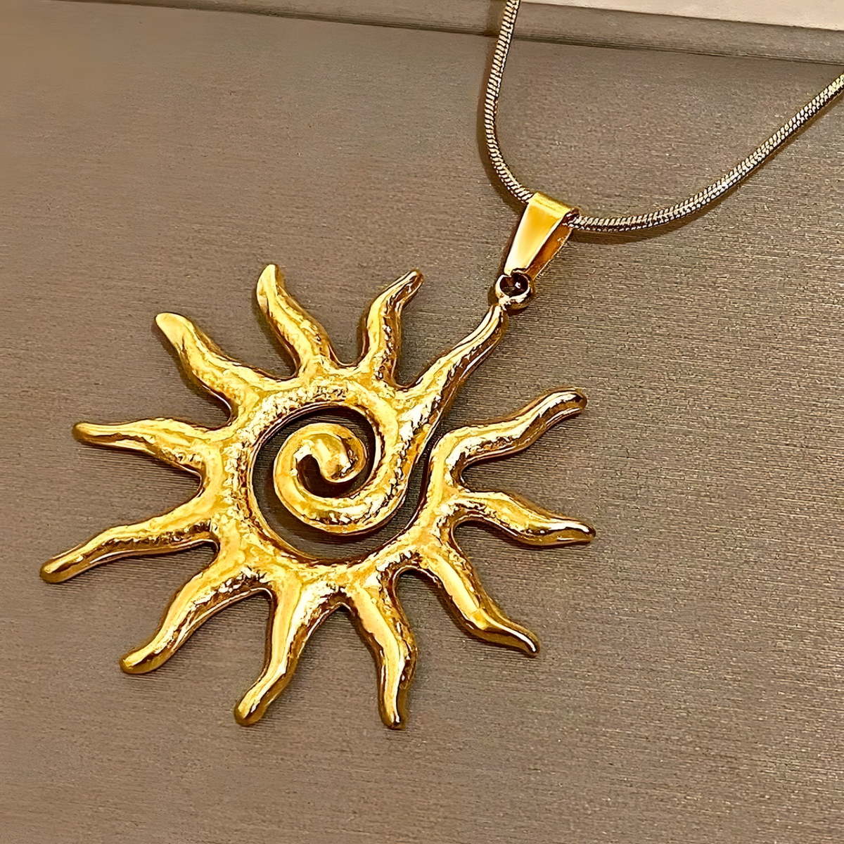 Unified Jewellery Gold Tone Sun Spiral Necklace And Earrings Set For Women 1714