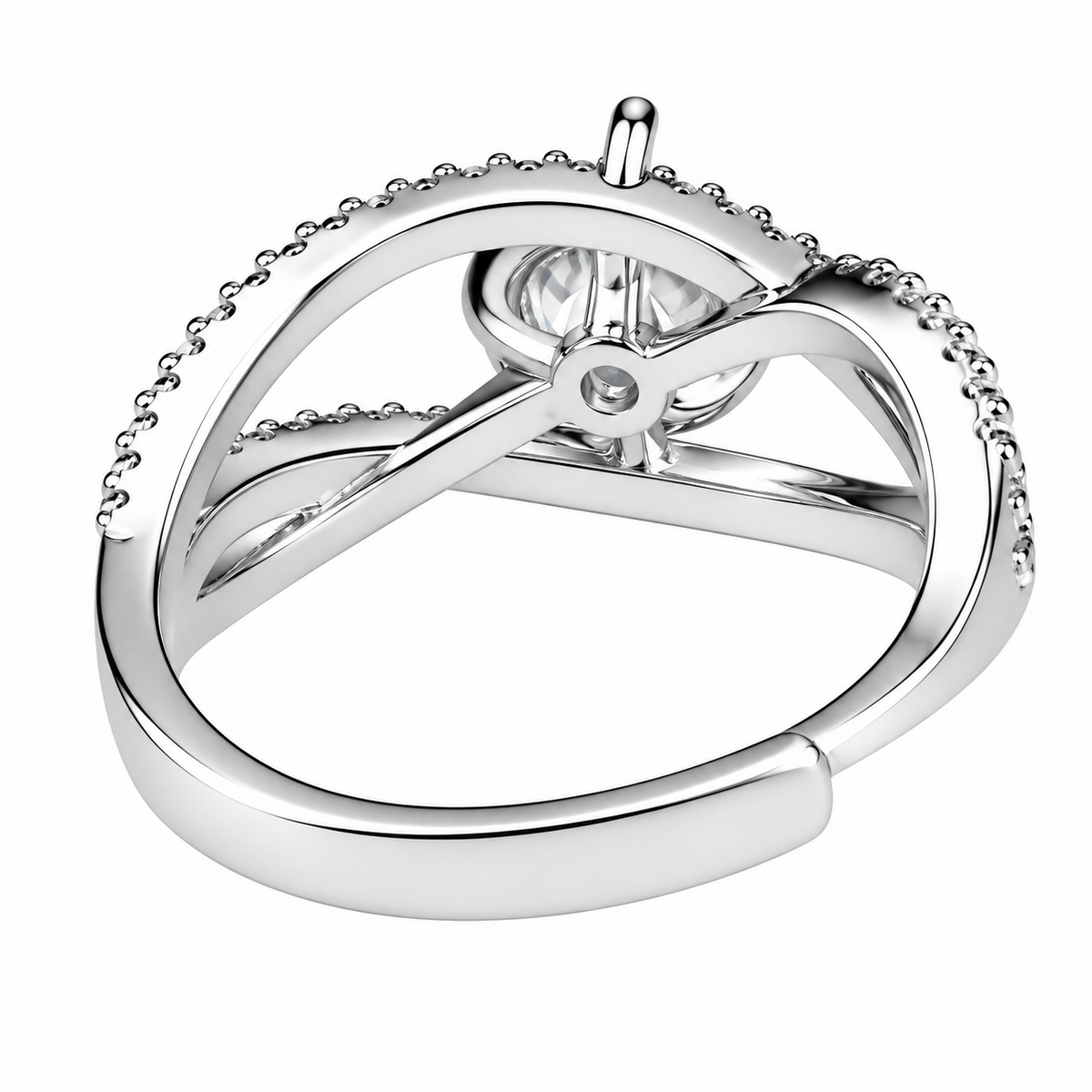 Luxury Round Brilliant Cut Zirconia Solitaire Ring Adjustable X-Shape 1650