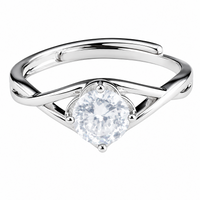 Women's Adjustable Twisted Solitaire Zircon Engagement Ring Round Brilliant 1644