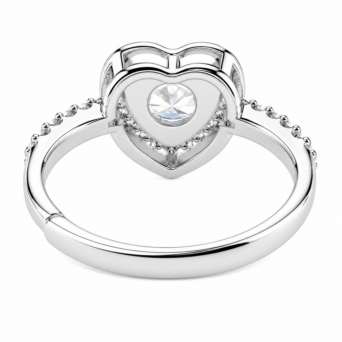 Women's Adjustable Heart Halo Zircon Engagement Ring, Round Brilliant Cut 1611