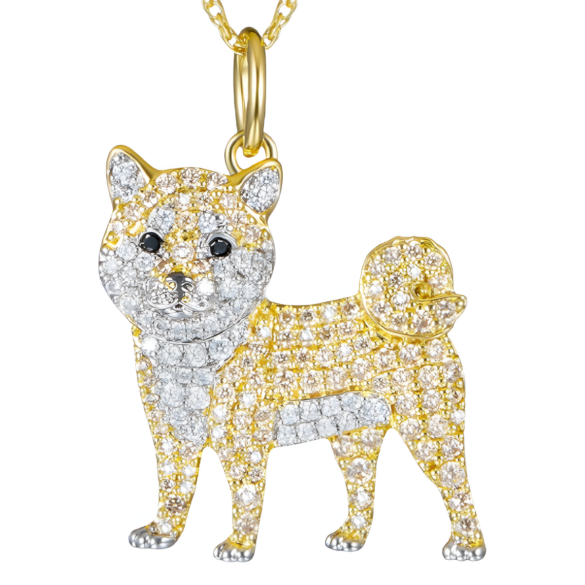 Shiba Inu Dog Pendant Necklace For Women Gold And Silver Tone Look Crystal B233