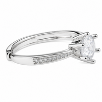 Women's Adjustable Round Brilliant Zircon Engagement Ring Elegant Solitaire 1614