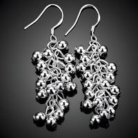 925 Silver-Plated Cluster Bead Drop Earrings for Women – Silver-Tone Copper 1194