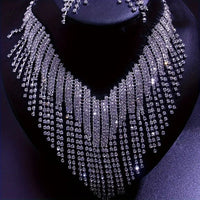 1 Pair Dangle Earrings 1 Pc Necklace Zinc Alloy Jewelry Set Rhinestones 87 UK