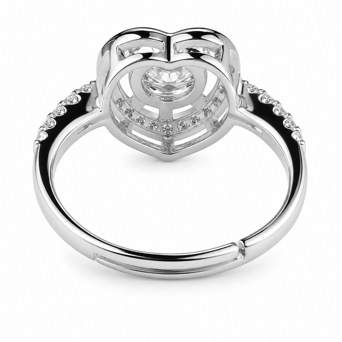Adjustable Pear Shaped Halo Ring, Sparkling Zircon Proposal Ring, Silver 1623