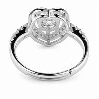 Adjustable Pear Shaped Halo Ring, Sparkling Zircon Proposal Ring, Silver 1623