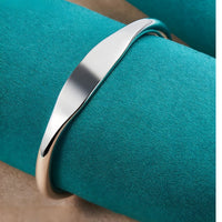 925 Sterling Silver Plated Twist Open Bangle Cuff Bracelet for Women Jewelry 405