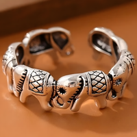 Vintage Thai Silver Elephant 925 Sterling Silver Female Resizable Opening 493