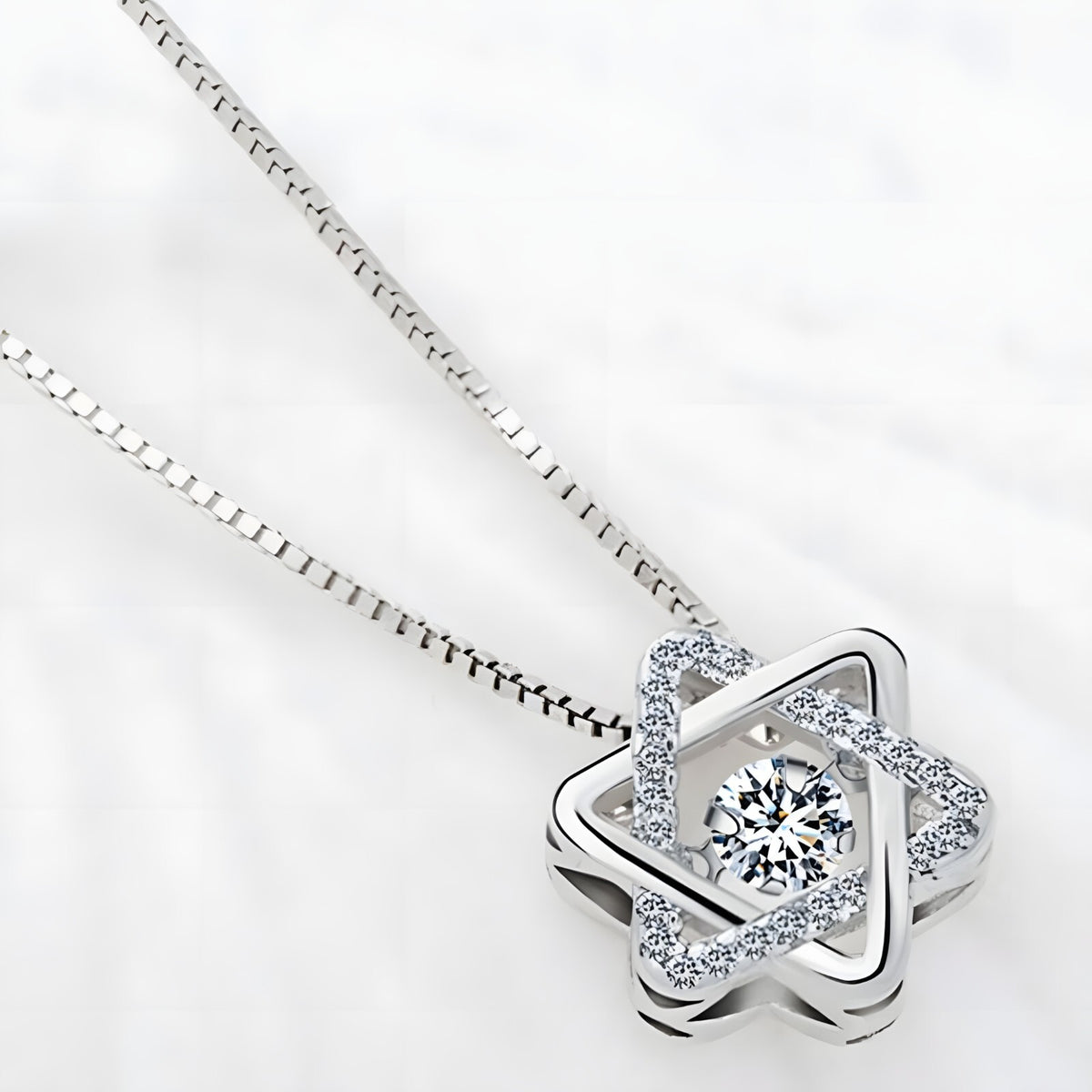 925 Sterling Silver Star Pendant Necklace with AAA Zircon – Adjustable Chain 261