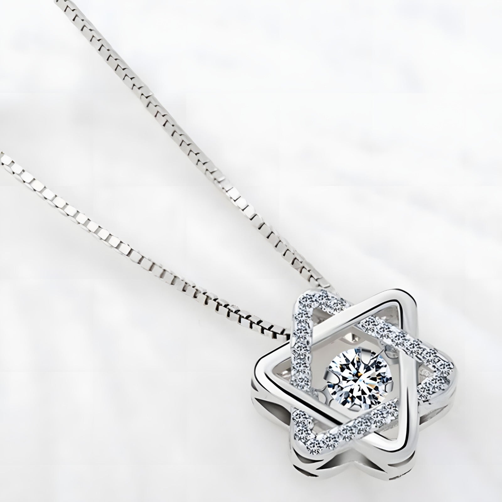 925 Sterling Silver Star Pendant Necklace with AAA Zircon – Adjustable Chain 261