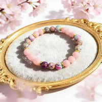 Love Natural Quartz Jasper Stones Gold Plated Alloy 19cm Stretch Fashion 1401