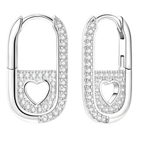 925 Sterling Silver Heart Cutout Hoop Earrings Women – Real Silver U-Shape 809