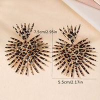 Leopard Print Burst Drop Earrings Women – Trendy 7.5cm Statement Earrings 773