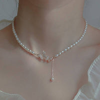 Butterfly Necklace Faux Pearls Beads Elegant Bead Necklace Rhinestones 69 UK