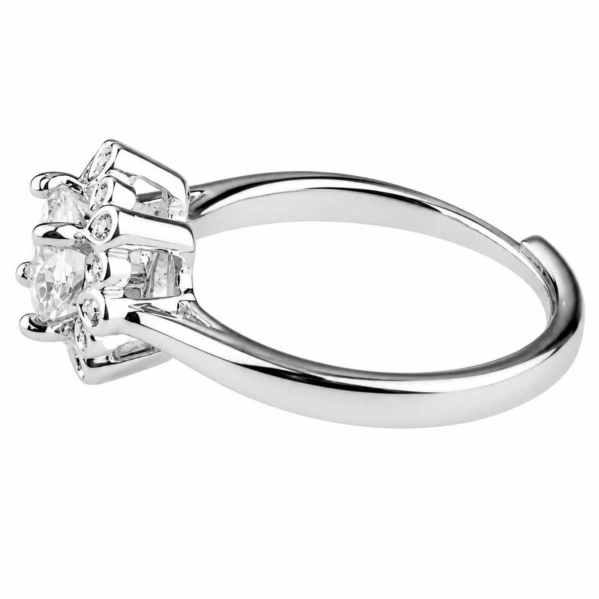 Women's Adjustable Teardrop Bezel Zircon Sunflower Halo - 6 Prong Claw 1652