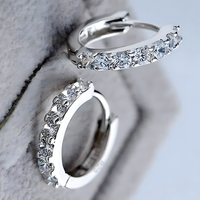 Copper Alloy with 925 Silver Plating, Sparkling Huggie Hoops for Daily Wear 847