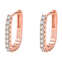 Rose Gold Plated Sterling Silver Cubic Zirconia Huggie Hoop Earrings Women b184