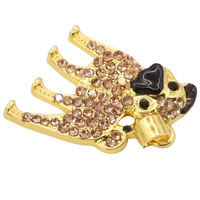 Gold-Plated Pug Pendant Necklace with Crystal Pavé Accent, Animal Charm B255