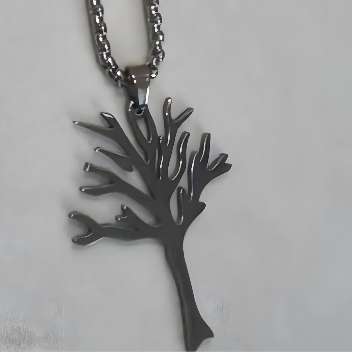 Stainless Steel Tree of Life Pendant Necklace - Modern Silver Tone Charm B85