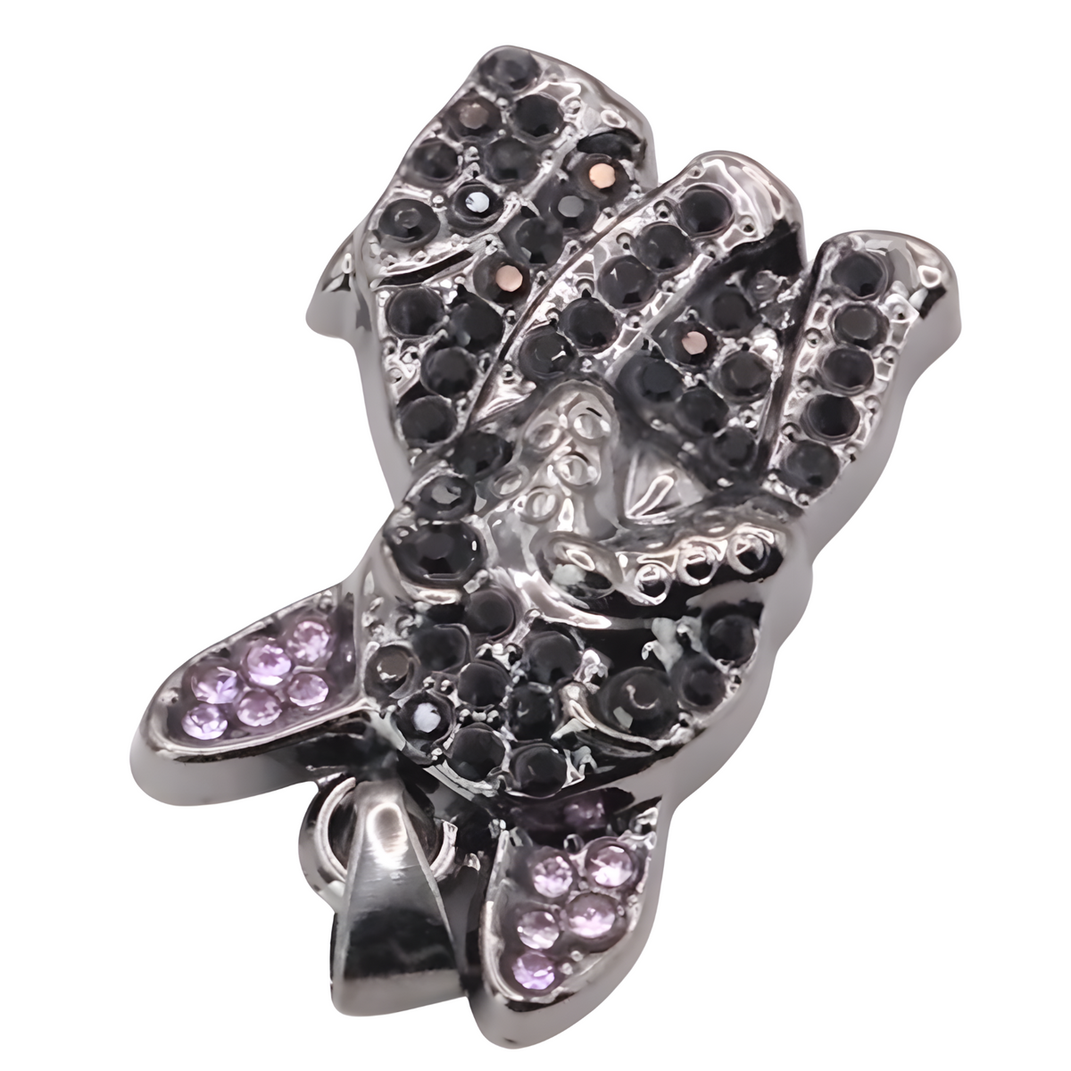 Bulldog Black Dog Pendant Necklace Women Rhinestone Pet Animal Charm Zinc B226