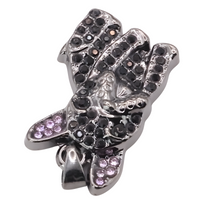Bulldog Black Dog Pendant Necklace Women Rhinestone Pet Animal Charm Zinc B226