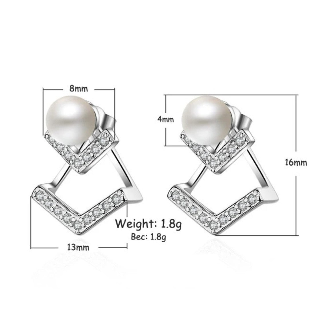 Silver Plated Cubic Zirconia Drop Earrings - Elegant and Lightweight Dangle 304