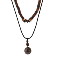 Men’s Vintage Layered Necklace Set, Natural Stone Style Pendant Necklace 1707