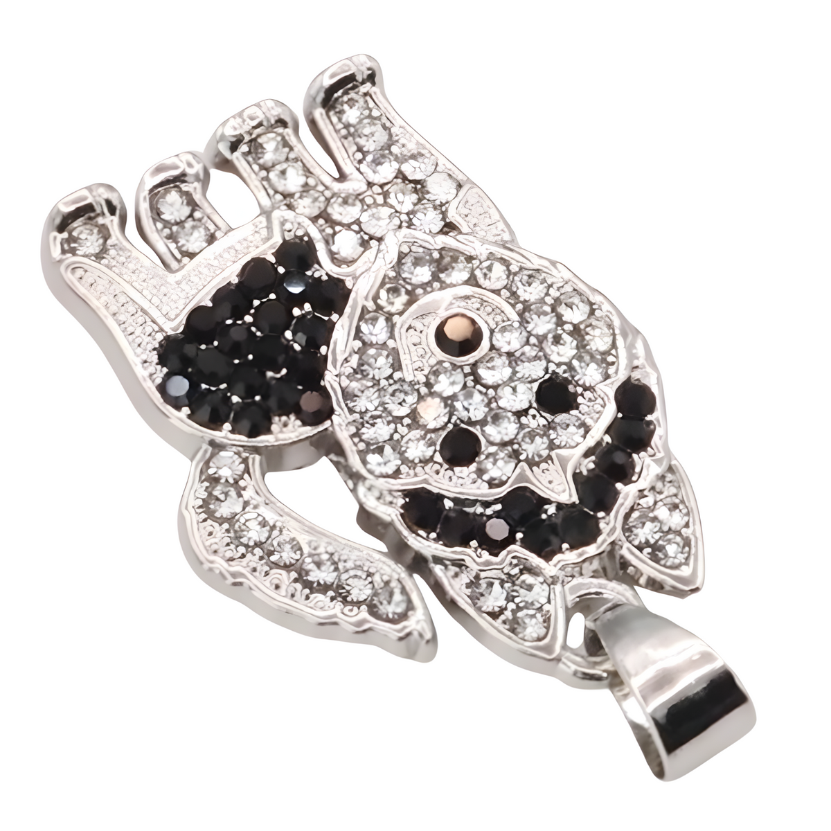 Husky Dog Pendant Necklace For Women Black And Clear Crystal Animal Charm  B232