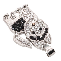 Husky Dog Pendant Necklace For Women Black And Clear Crystal Animal Charm  B232