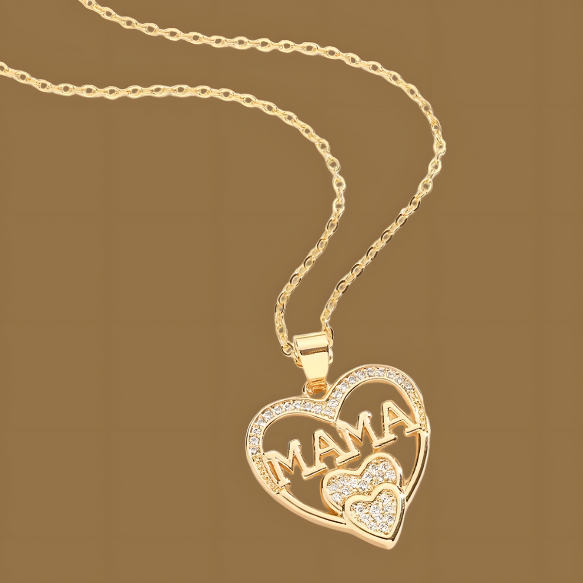 Unified Jewellery Gold "Mama"Heart Pendant Necklace Sparkling Crystal Mother B16