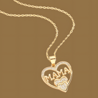 Unified Jewellery Gold "Mama"Heart Pendant Necklace Sparkling Crystal Mother B16