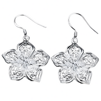Silver Plated Flower Earrings for Women–Copper Alloy 925 Silver Plating 1219