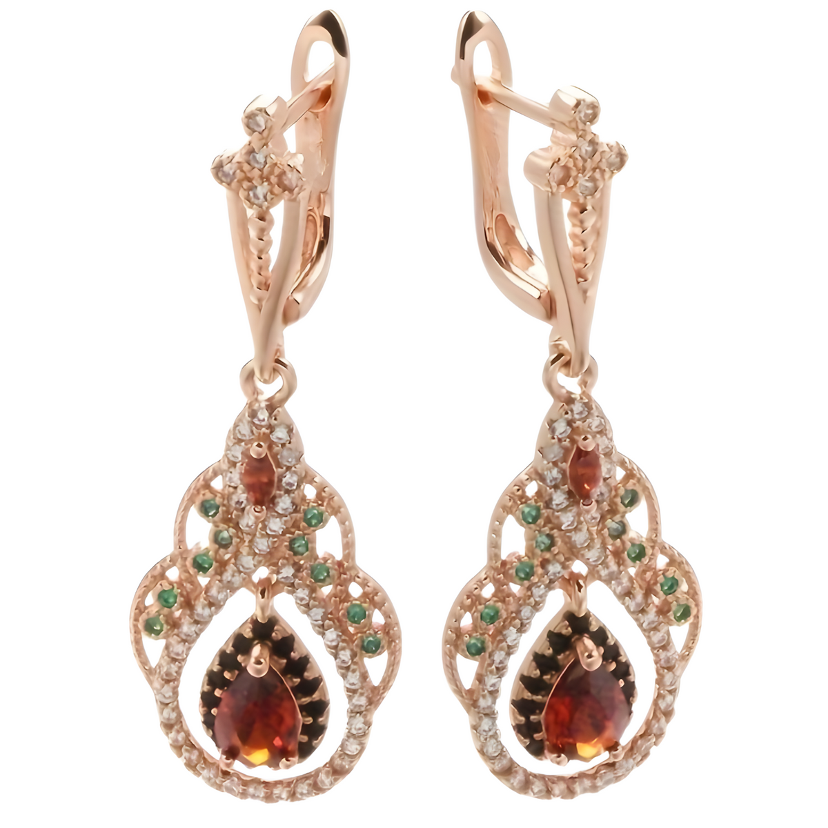 Rose Gold-Tone Teardrop Dangle Earring Women Vintage Chandelier Water-Drop 810