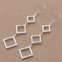 Geometric Square Drop Earrings for Women – Long Dangle Statement Copper 1196