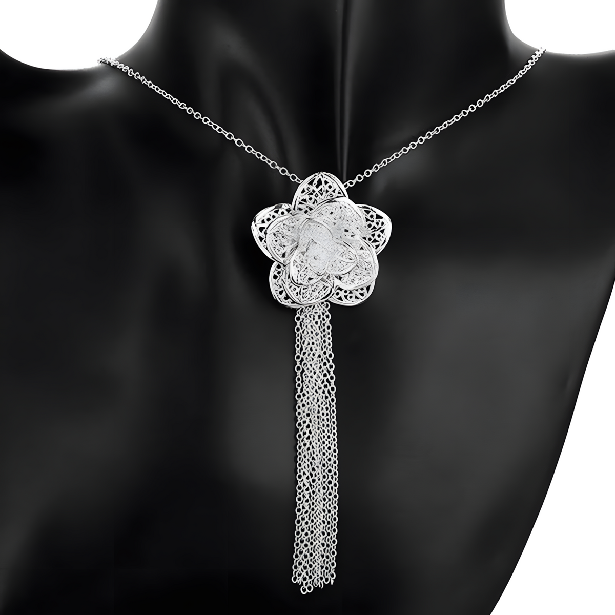 Unified Jewellery Premium Floral Tassel Pendant Necklace Long Chain Women 1830