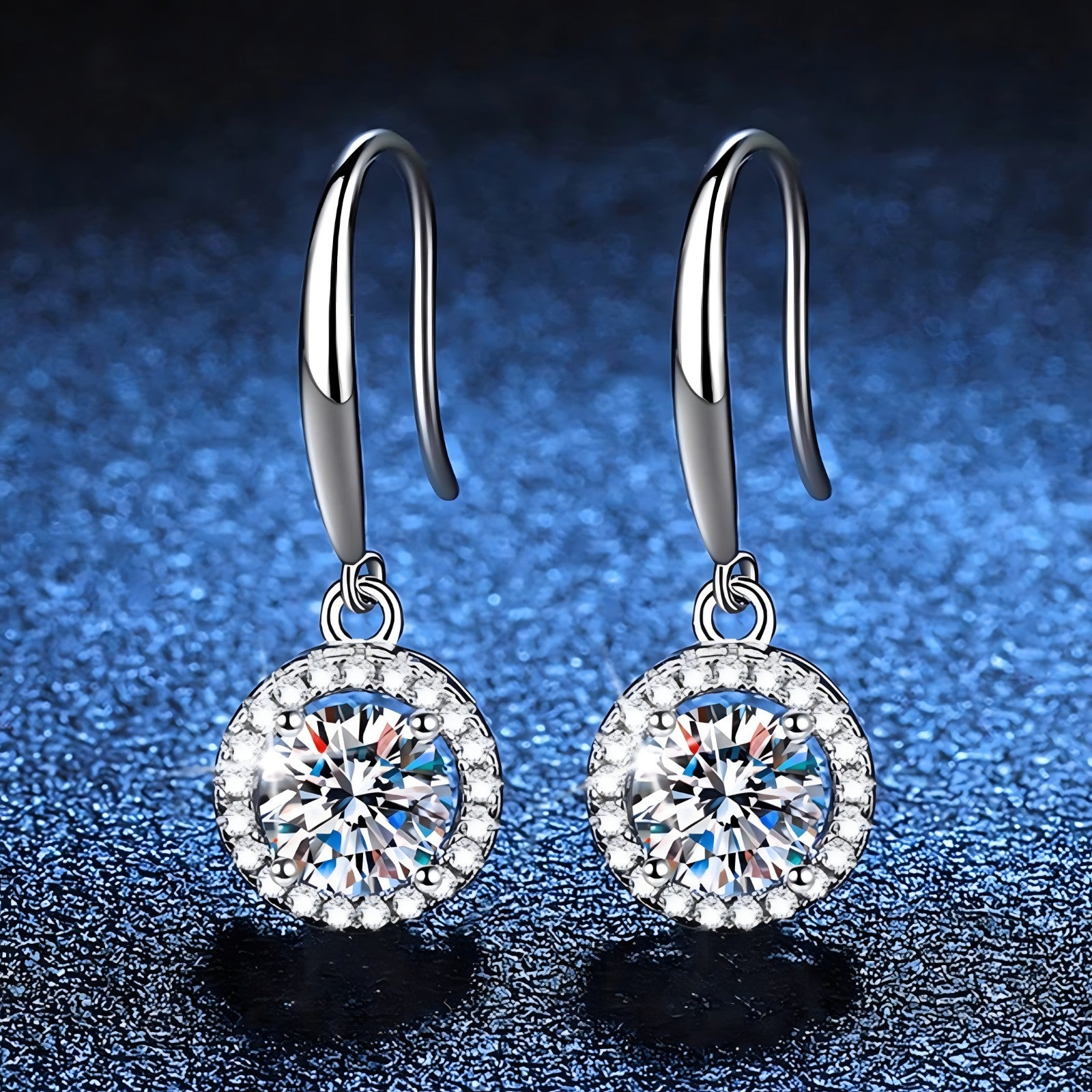 Unified Jewellery Sterling Silver Cubic Zirconia Halo Dangle Earrings 348