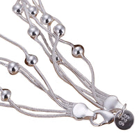 925 Sterling Silver Multi-Strand Snake Chain Bracelet Smooth Round Beads 416